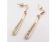 Elegant Rhinestoned Alloy Long Stud Earrings Golden