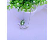 Rhinestoned Crystal Butterfly Alloy Women Necklace Green Silver