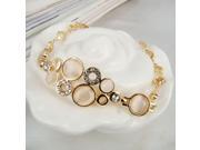 Slap up Ladylike Bubble Style White Stone Studded Opal Copper Women s Bracelet Golden