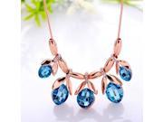 Gorgeous Luxury Crystal Clear Leaf Shape Alloy Women’s Necklace Blue