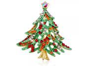 Fascinating Multi color Crystal Christmas Tree Shape Alloy Brooch