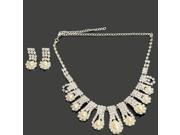 Weiya 22 15 Stylish Rhinestone Necklace Stud Earrings Bridal Jewelry Set Silver