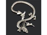 2pcs Women Stud Earrings Punk Style Alloy Dragon Shape Ancient Silver