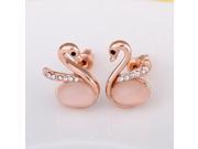 2pcs 18K Elegant Swan Shape Tin Alloy Stud Earrings Rose Golden
