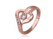 Women s Exquisite Heart Style Rhinestones Studded Ring 7 Rose Golden