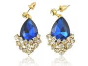 2pcs Top Grade Luxurious Rhinestone Crystal Women Earrings Blue