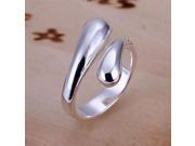 J 14301 Drop shaped Women Open Ring Free Size Silver