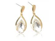 Exquisite Water Drop Shaped Alloy Rhinestone Chandelier Earrings Transparent