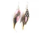 Pink Feather White Spots Earrings