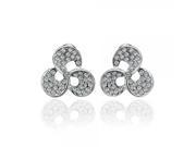 Tin Alloy Platinum plated Rhinestone Embedded Three Ring Shape Earrings White