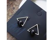 2pcs C261 Noble European Style Geometric Triangle Artificial Pearl Alloy Women Stud Earrings Black
