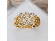 Tin Alloy Ring Gold plated Rhinestone Decorated Golden