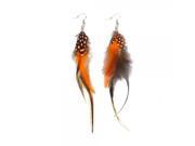 Charming White Spots Orange Feather Dangle Earrings