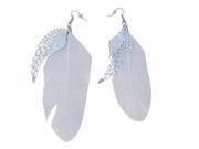 Elegant White Feather Wing Style Dangle Earrings