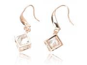Fashion Cube Shape Gilded Earrings with Rhinestone for Women Golden