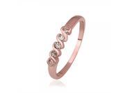 Women s R566 8 Elegant Wave Style Rhinestones Studded Ring 8 Rose Golden