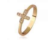 R567 8 8 Elegant Cross Pattern Zircon Environmental Copper Women’s Ring Diameter 2.3cm Min. Golden