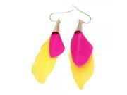 Turquoise Feather Small Horn Dangle Earrings Yellow
