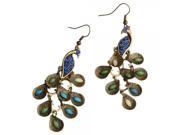 Classical Blue Rhinestone Peacock Earrings
