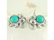 2pcs Elephant Pattern Imitated Turquoise Decorated Women’s Women s Earring Green