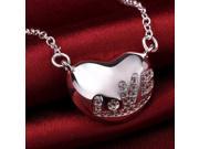 925 Silver Plating Egg shaped LOVE Pendant Rhinestone Copper Women s Necklace Silver