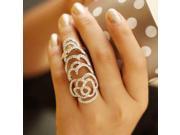 Exquisite Alloy Hollow out Rose Pattern Female Ring with Rhinestone Silver