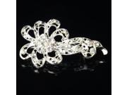 Noble Alloy and Rhinestone Crescent Hook Design Brooch Silver