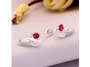 Stylish and Elegant Silver Plating Female Stud Women s Earrings Silver Red