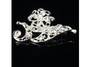 Charming Alloy and Rhinestone Four Leaves Loving Heart Design Brooch Silver