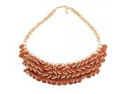Length Can be Adjusted Small Circle Shape Necklace Brown 04