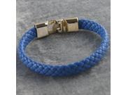 Stylish Snake Skin Pattern Braided PU Leather Female Bracelet Blue
