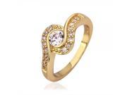 Women s Dual Arc Design Rhinestones Environmental Copper Ring 8 Golden