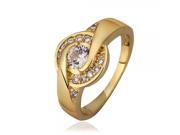 Women s Rhinestones Encrusted Diamante Environmental Copper Ring 8 Golden