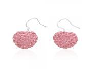 Beautiful Rhinestone Heart Shape Earrings Pink