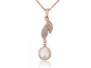 Tin Alloy Rosegold plated Artificial Pearl Bead Rhinestone Decorated Woman Necklace Rose Gold