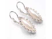 Small Silver Vintage Rhinestone Pearl Tear Drop Dangle Earrings