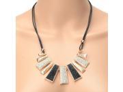 Beautiful Alloy Geometry Trapezoid Shape Sweater Chain Rhinestone Necklace Golden and Black