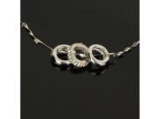 Exquisite Three Loops Shape Rhinestones Studded Necklace Silver