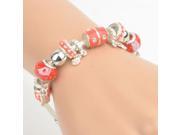 Luminous Colorful Glass Bead Chain Four leaf Clover Beaded Bracelet Red