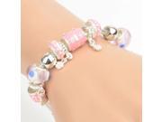 Stylish Colorful Glass Bead Chain Four leaf Clover Beaded Bracelet Pink