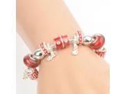 Stylish Colorful Glass Bead Chain Four leaf Clover Beaded Bracelet Red