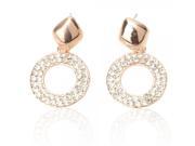 Fashion Round Rhombus Shape Gilded Earrings with Rhinestone for Women Golden