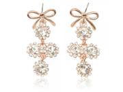Fashion Flower Bowknot Shape Gilded Earrings with Rhinestone for Women Golden