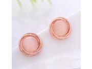 Korean Style Exquisite Spiral Edge Round Opal Stud Earrings Golden Korean Style Exquisite Spiral Edge Round Opal Stud Earrings Golden