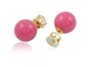 Stylish All match Exquisite Diamante Bead Stud Earrings Rose Red Two Wearing Ways
