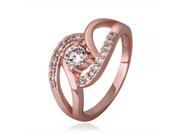 Women s Exquisite Rhinestone Studded Environmental Copper Ring 8 Rose Golden