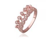 Women s Crown Rhinestones Design Environmental Copper Ring 8 Rose Golden