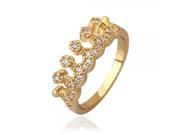 Women s Crown Rhinestones Design Environmental Copper Ring 8 Golden