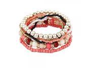 Bohemia Style Fashionable Mix and Match Layered Beads Bracelet Rose Red