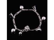Charming Dual Chain with Bell Bracelet Silver